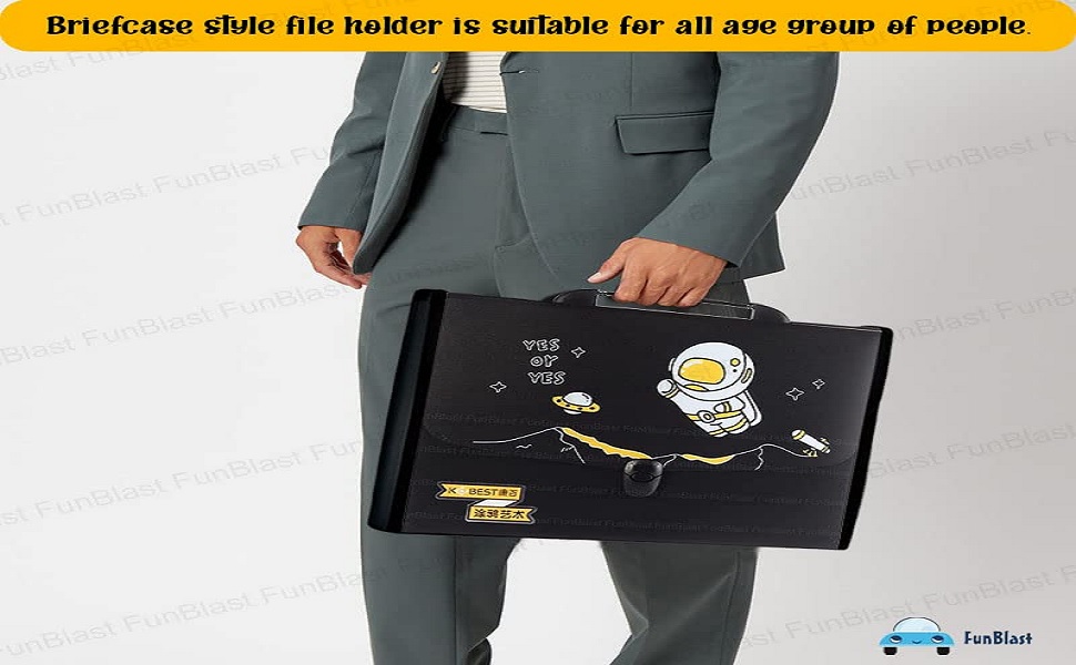 FunBlast Space Theme File Folder With Handle&Push Lock Space Theme Certificate Holder With 12