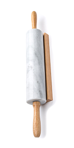 Fox Run White Marble Pastry Board Rolling Pin Stand Black Green