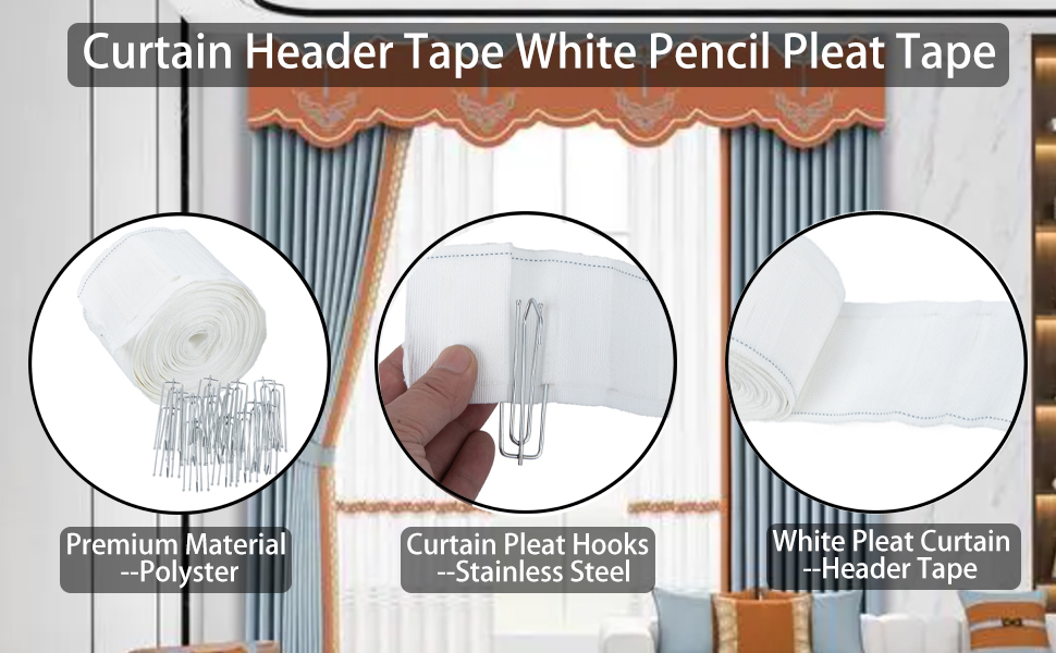 Curtain Pleat Tape 12 Meters/13.1 Yards Pleat Tape for