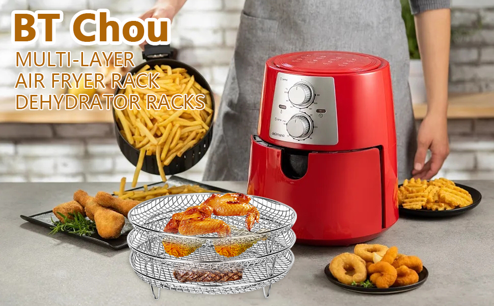 Air Fryer Racks 3 Layer Stackable Dehydrator Racks Stainless Steel