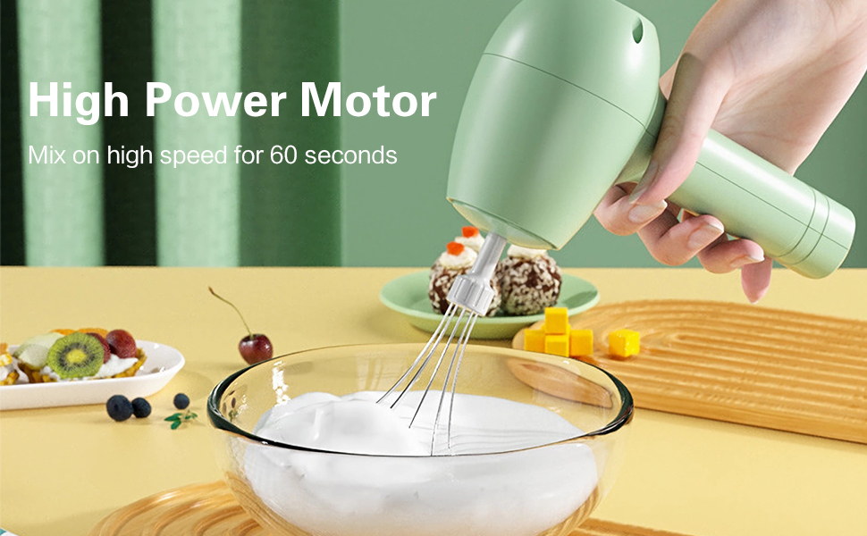 MOSHOU Cordless Hand Mixer, 3 Speed Electric Whisk USB