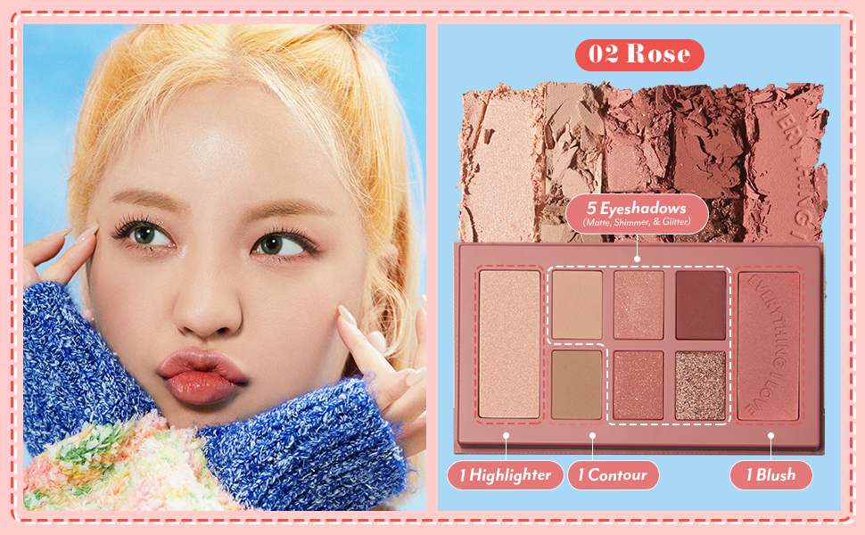 Multi Palette shaped like a mini bag with eyeshadows, contour, highlighter, and blush.