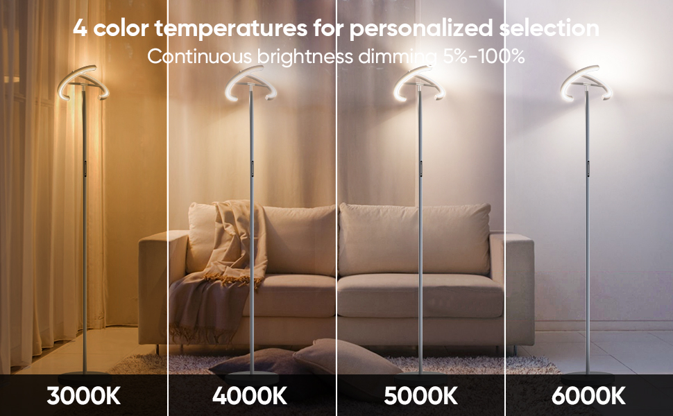 SIBRILLE LED Floor Lamp with Remote Control, 20W Super Bright Modern