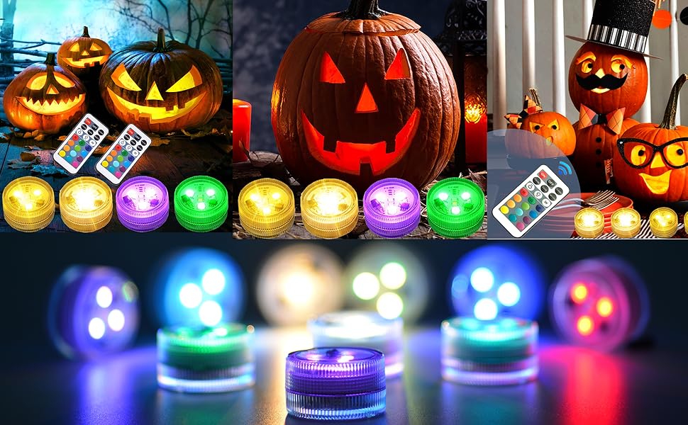 Halloween Pumpkin 多色LEDライト付き Amazon.com: Litake Halloween Jack-O-Lantern Lights, Dimmable
