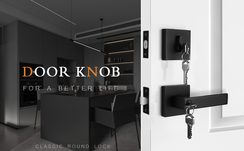 Gobrico Entry Door Lever with Double Deadbolt (Keyed Both Sides) Lockset,Front