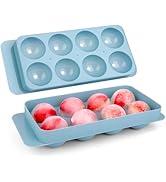Ice Cube Trays with Lids for Freezer,8 Sphere Large Ice Cube Tray with Easy Release for Ice Drink...