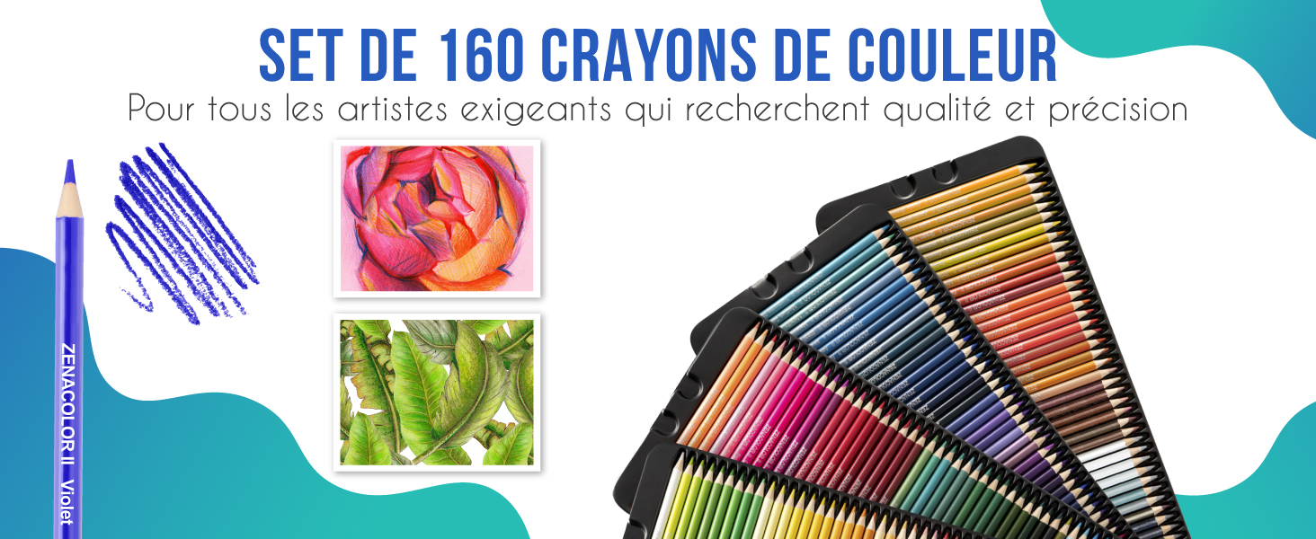 Zenacolor 160 Crayon de Couleurs Professionnel, avec Boîte de