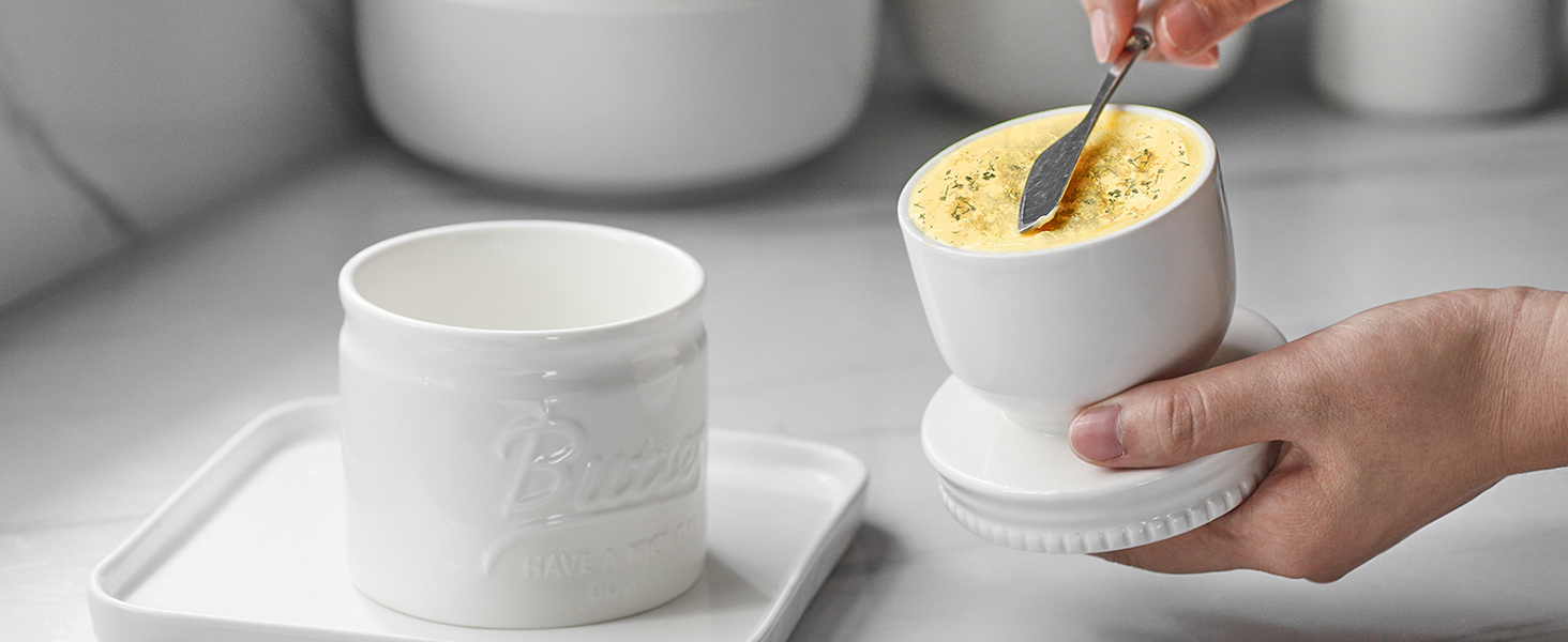 Amazon.de DOWAN Porzellan Butter Keeper Crock, Französische Butterdose