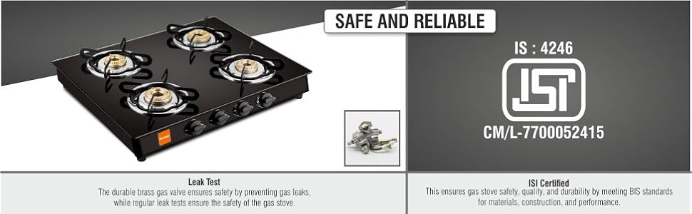 Orange Elite 401 Glass Black Color Gas Stove