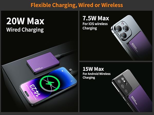 ※kaCASETiFY POWER BANK 5000mAh Amazon.com: ZBF Wireless Portable Charger,5000mAh Slim