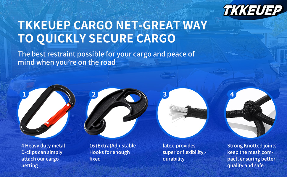 TKKEUEP 47"x 36" Cargo net Bungee Nets Stretches to 80"x 60