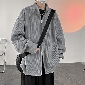 Amazon | [ZXCVWWE] メンズ ニット セーター 秋冬 ニット カーディガン