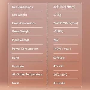 Canaan Avalon Nano 3 BTC Miner 4TH/s 140W Bitcoin Miner Canaan Avalon Nano3 Miner Home Quiet Solo Mining SHA256 ASIC Miner (with Canaan Original PSU and US Adaptor) - White 7 Specifications