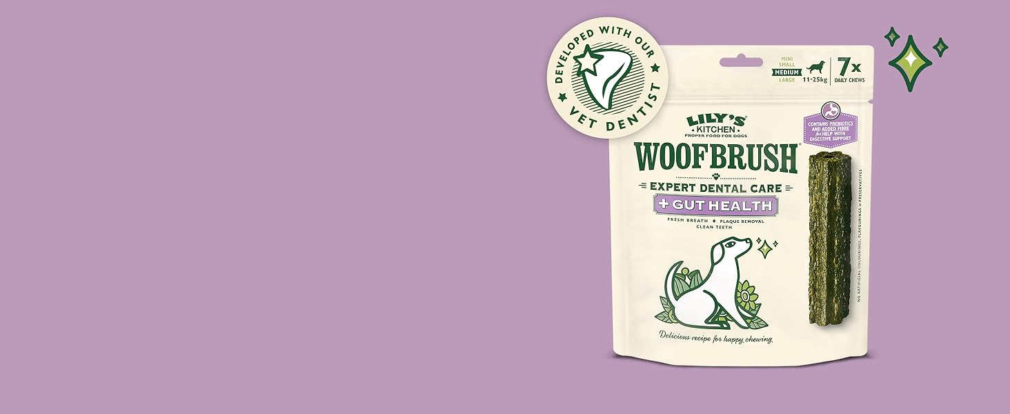 Lily's Kitchen Woofbrush Dental Chew Natural Dental Sticks for Medium