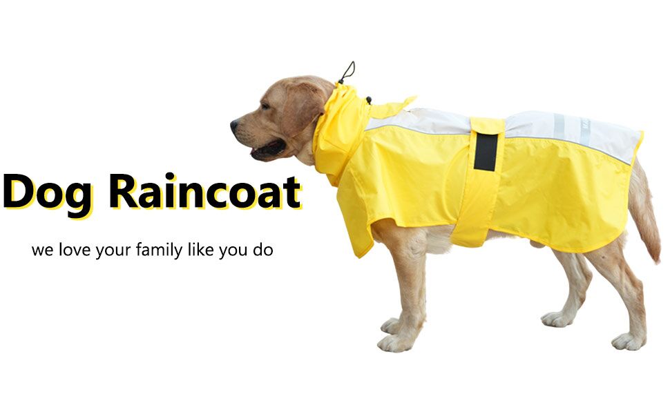 MAMORE Waterproof Dog Raincoat, Lightweight Rain Jacket with Reflective Strip, Adjustable Pet Clothes with Harness Hole for Dogs (Navy&Black, M) 10 waterproof dog raincoat