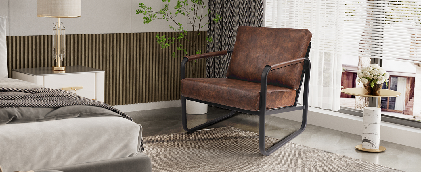Leather bedroom accent chair