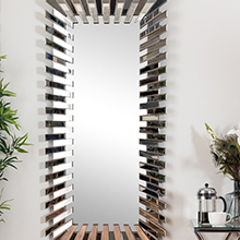Starburst large rectangular wall mirror - Silver rectangular modern Wall Mirror in Starburst Frame