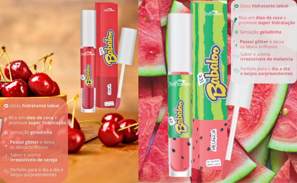 Gloss Melancia Cereja Brilho Pump Labial Coco Babaloo Bubaloo Babalu Lip Batom