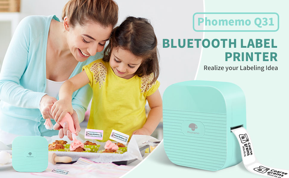 Phomemo Label Maker Machine Q31 Bluetooth Label Maker, Wireless Portabel Label Printer Machine