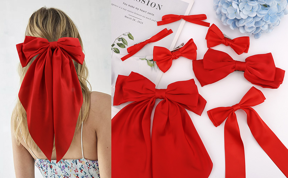 amazon-com-velscrun-hair-bows-for-women-girls-7pcs-red-silky-hair-bow-large-coquette-bow-big-satin-bows-clip-oversized-hair-ribbons-ponytail-holder-long-tail-bow-bowknot-hair-barrettes-hair