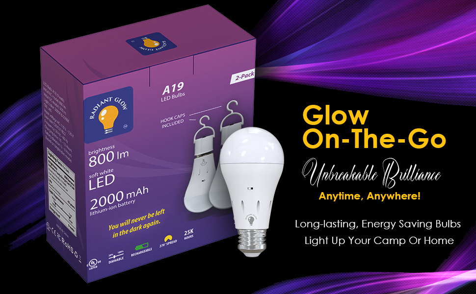 Radiant Glow LED Emergency Rechargeable Bulb, MultiFunction, Battery