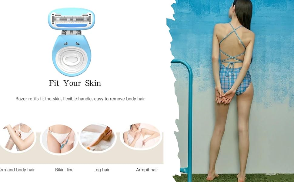 5 blade disposable razors case blue girls gillette mini razor cartridge refill travel size portable