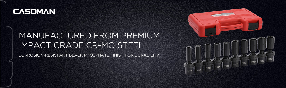 Manufactured from premium impact grade CR-V steel Corrosion-resistantphosphatefinish for durability