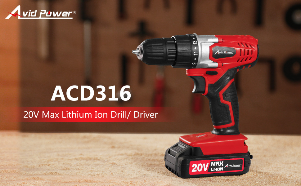AVID POWER 20V MAX Lithium Ion Cordless Drill, Power Drill Set with 3/8