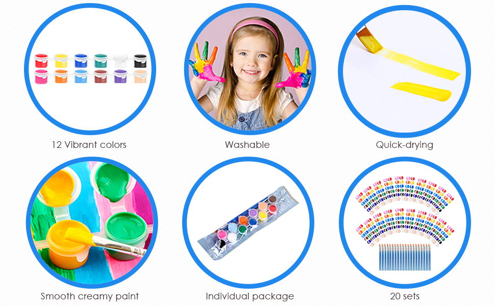 Cacolor Washable Paint for kids, 280 Pcs Mini Acrylic Paint