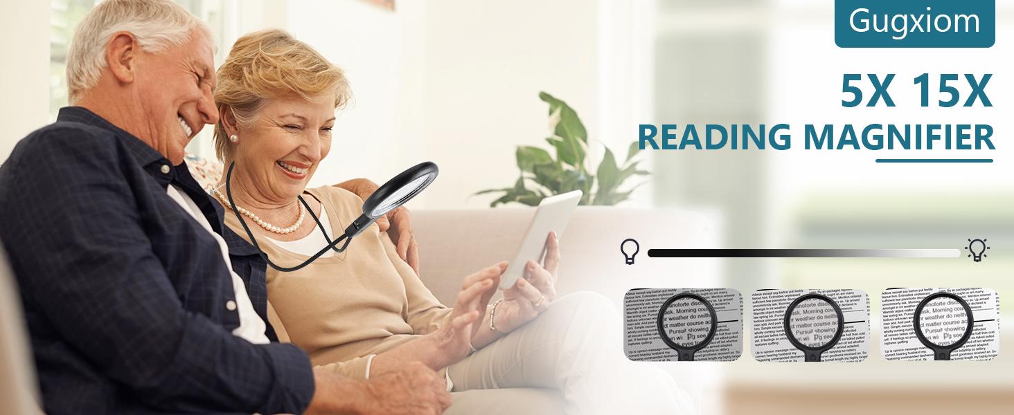 5X 15X Hands Magnifying Glass for Reading