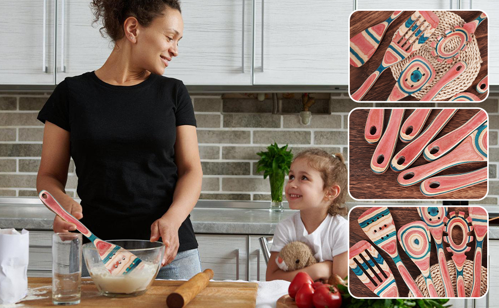 wood cooking utensils set