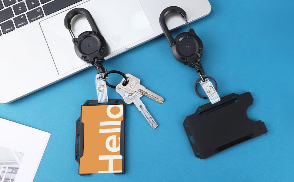 2 Pack Heavy Duty Retractable Keychain, Retractable Lanyard Retractable Keyring Badge Reel with
