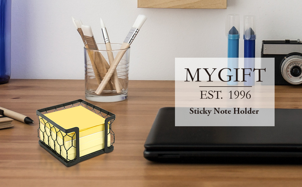 3 X 3 Metal Chicken Wire Mesh Sticky Note Dispenser, Office Memo Pad