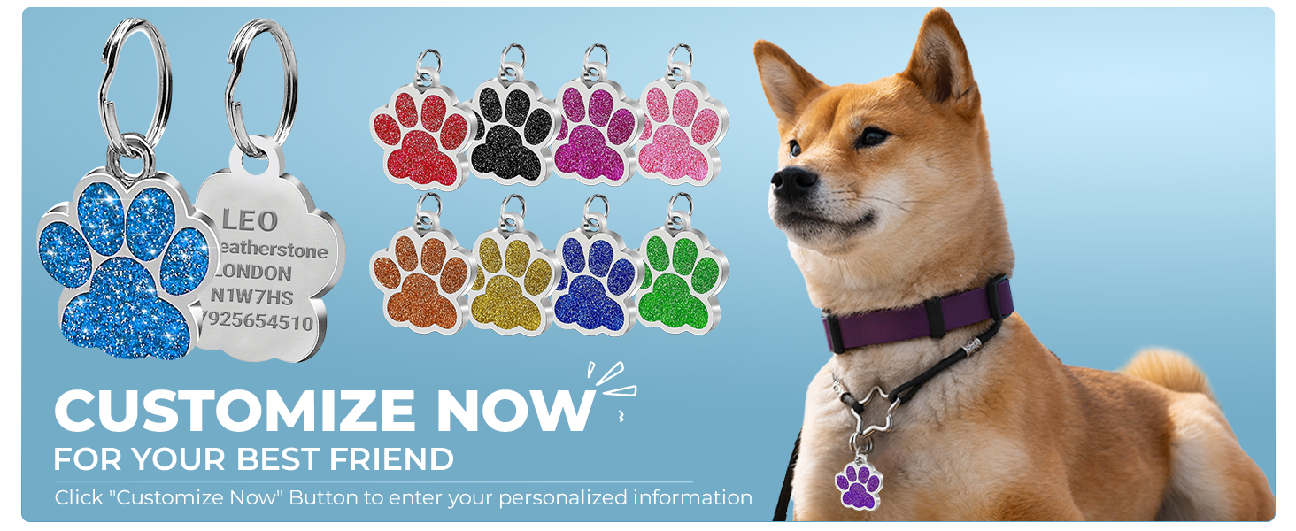 dog tag ID pat collar identity plate Customized Pet ID Tag with Split Ring