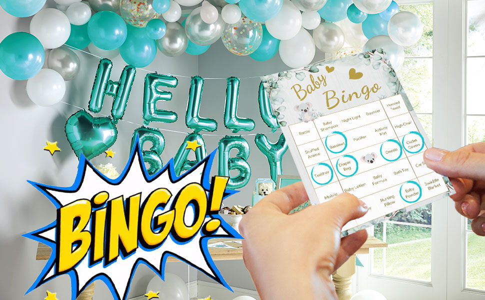 Baby Shower Bingo Game Eucalyptus Foliage Edition, 20 Players Baby Bingo Cards for Kids Baby