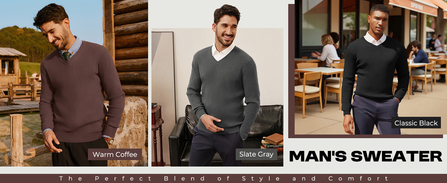 Mens Casual Sweater Lightweight Ribbed Knit Sweater Pullover