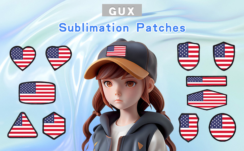 GUX 60 Pieces Rectangle Patch Ironon Sublimation Blanks