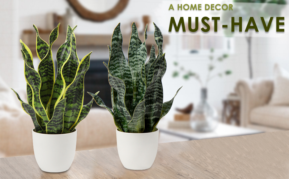 Artificial Snake Plant Potted Faux Sansevieria Trifasciata Plants, 18