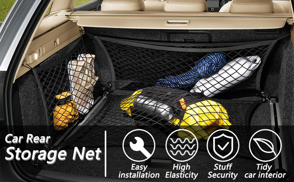 Cargo Net, 2 Pack Mesh Cargo Net for Car Trunk Storage, Cargo Storage