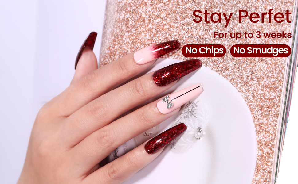 Burgundy Glitter Gel Nail Polish