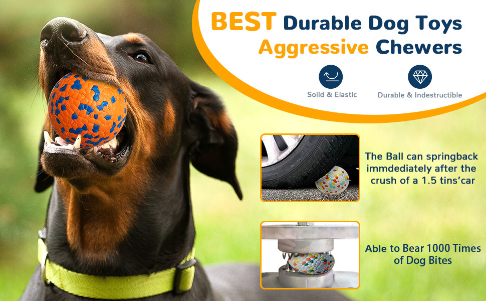 2 Pack Dog Toy Balls Indestructible Dog Tennis Ball Aggressive Chewers