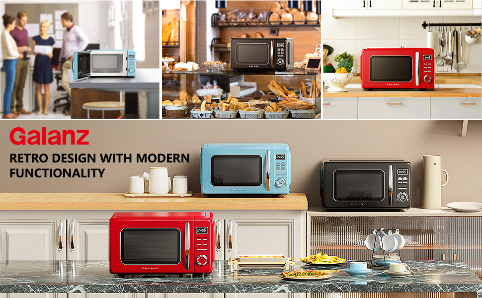 Galanz GLCMKZ07RDR07 Retro Countertop Microwave Oven with Auto Cook