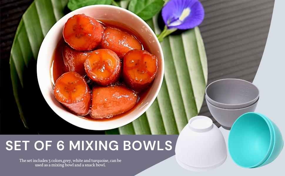 6 Pcs Silicone Mixing Bowl (4.1 x 2.7 inches), Mixing Bowl