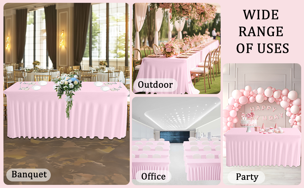 JCJ Table Skirt for Rectangle Tables Set of 2 Spandex
