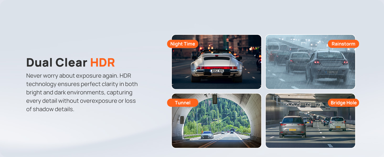 Dual Clear HDR dash cam front and rear