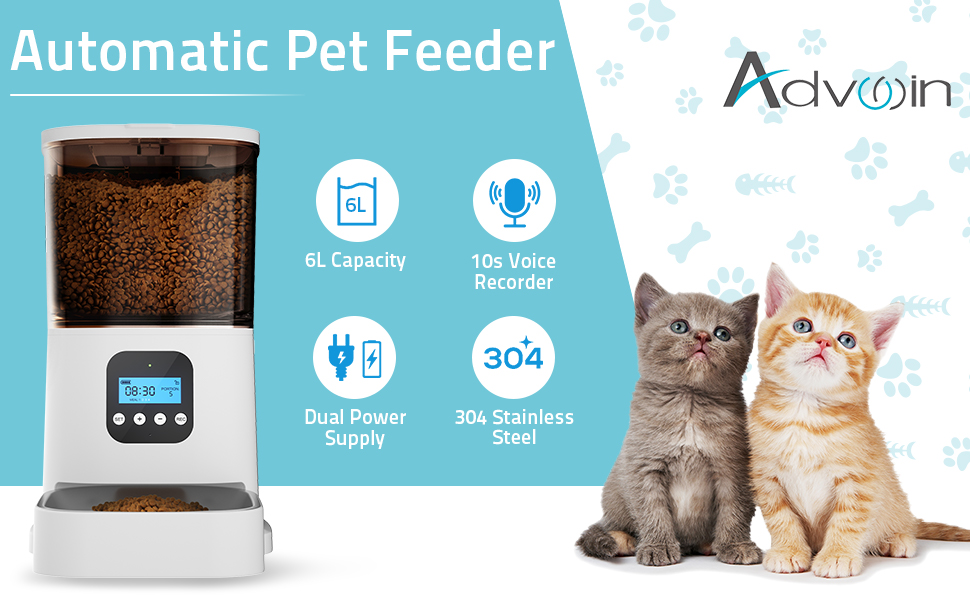 ADVWIN 6L Automatic Cat Feeder, Programmable Dog & Cat Timing Feeder