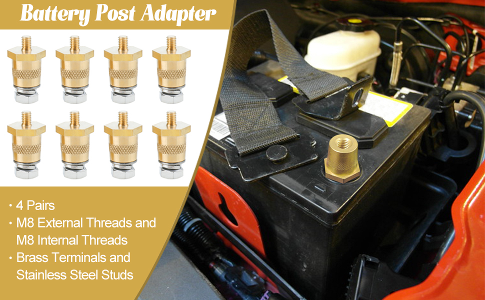AuInLand Battery Terminal Connectors, Battery Post Terminals, M8 Top Side Post