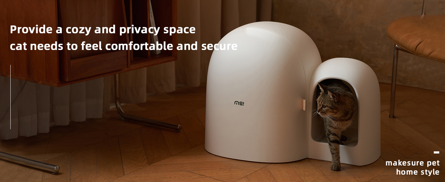 MS!MAKE SURE Cat Litter Box MAX, XL Enclosed Litter Box with Scoop, Stylish