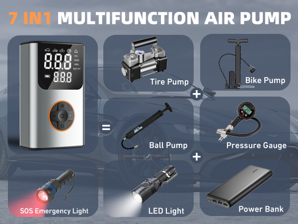 Amazon.com: Tire Inflator Portable Air Compressor, Bike Pump