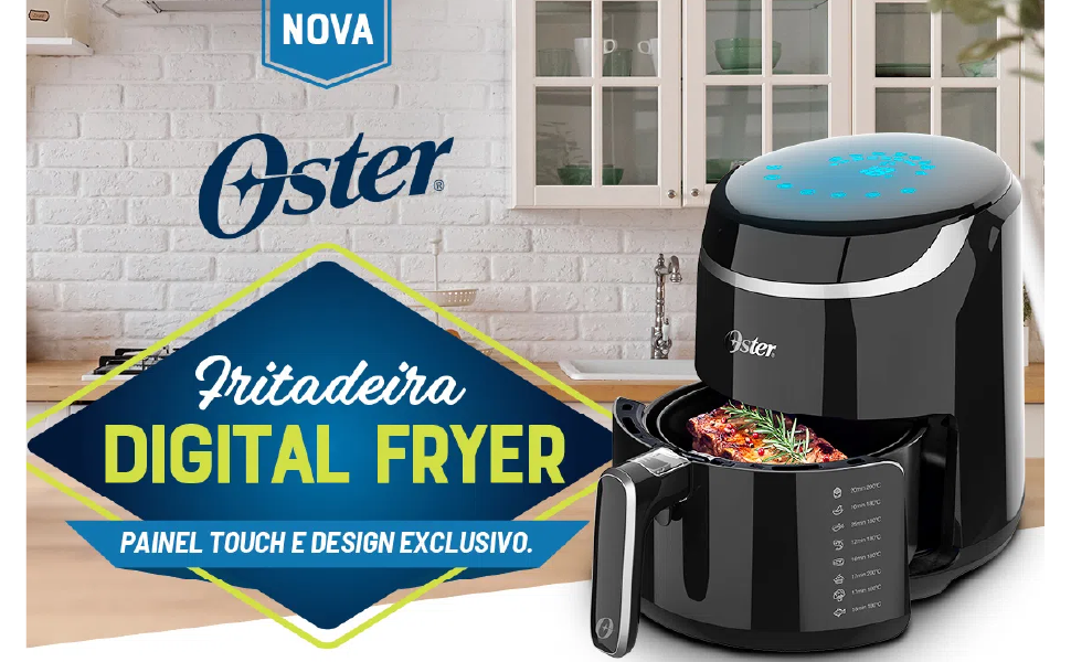 Fritadeira Black Digital Fryer 3,2L Oster com Painel Touch